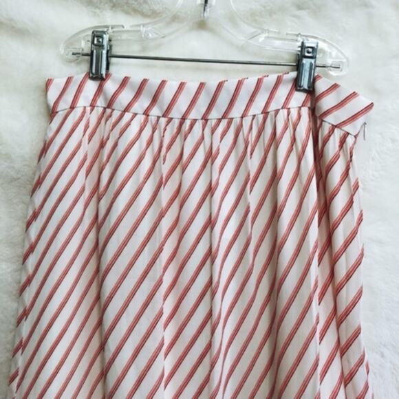 LOFT Pink and White Striped Ruffle Hem Skirt - Picture 3 of 8